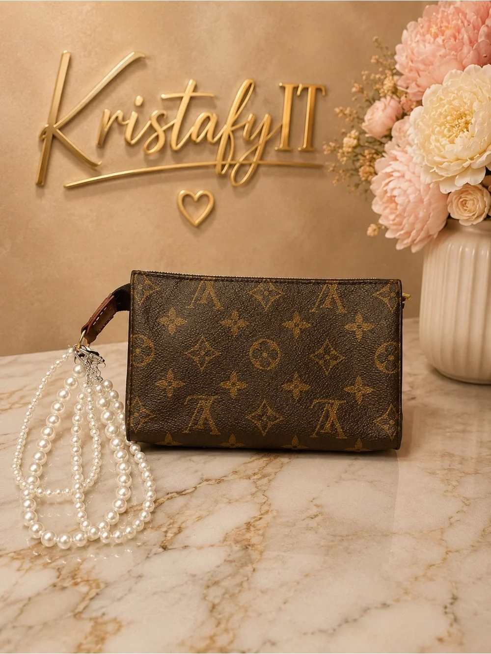Louis Vuitton Monogram Pochette Rainbow Collection Pearl Wristlet pouch